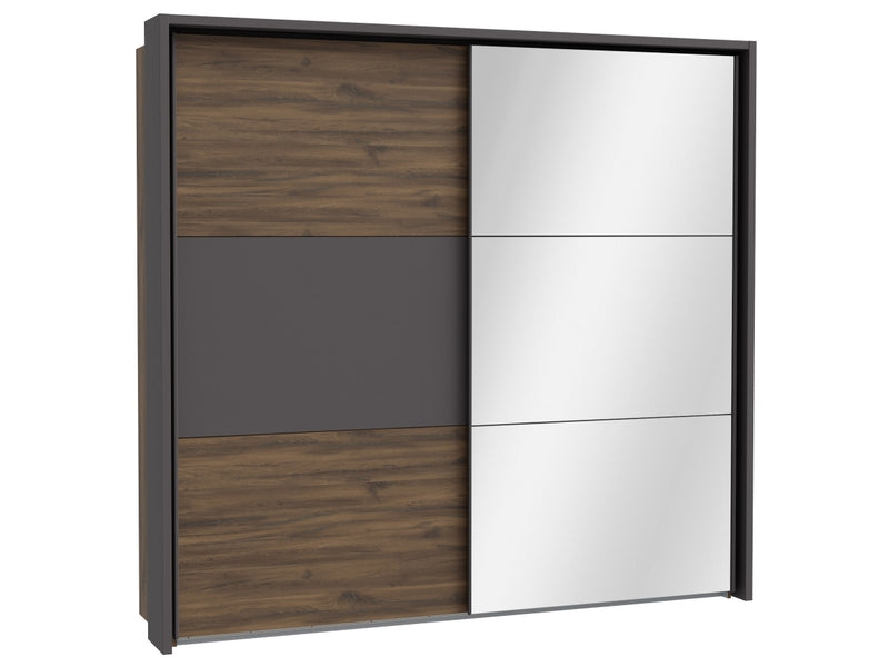 Armoire 2 porte(s) coulissante 0 tiroir(s) PEMBURY coloris Chêne / Anthracite largeur 231 cm