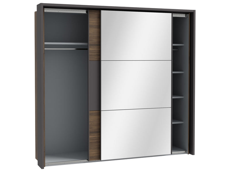Armoire 2 porte(s) coulissante 0 tiroir(s) PEMBURY coloris Chêne / Anthracite largeur 231 cm