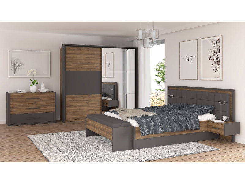 Armoire 2 porte(s) coulissante 0 tiroir(s) PEMBURY coloris Chêne / Anthracite largeur 231 cm