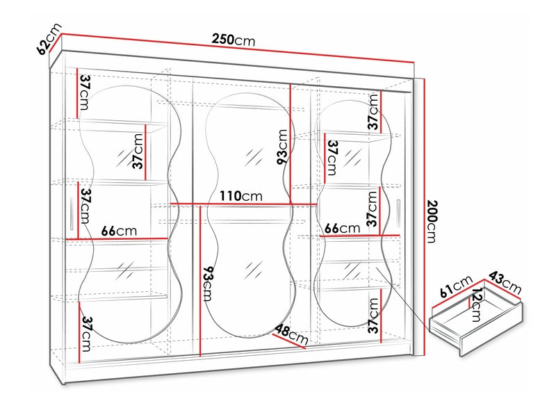 Armoire coloris noir largeur 250 cm