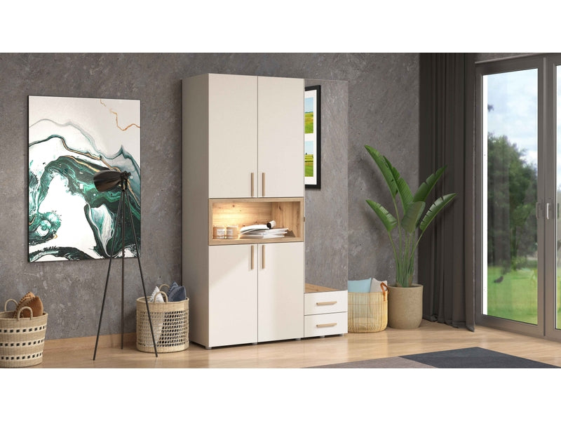 Armoire 3 porte(s) battante 3 tiroir(s) DONALD coloris Cashemire largeur 134.5 cm