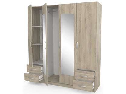 Armoire 4 porte(s) battante 4 tiroir(s) POP coloris Chêne Kronberg largeur 172 cm