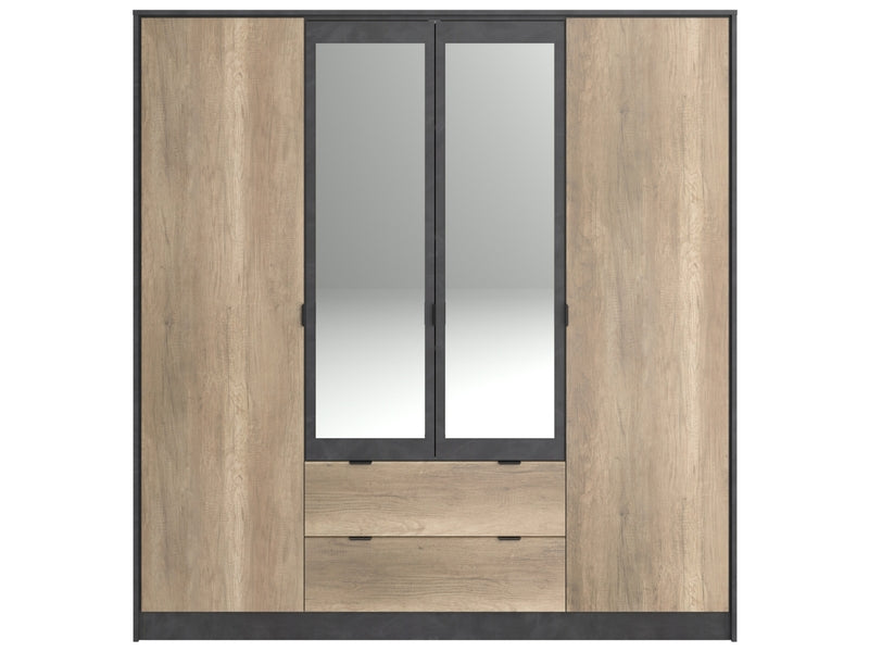 Armoire 4 porte(s) battante TORONTO coloris Imitation chêne authentic et steam black largeur 187.6 cm