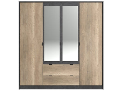 Armoire 4 porte(s) battante TORONTO coloris Imitation chêne authentic et steam black largeur 187.6 cm