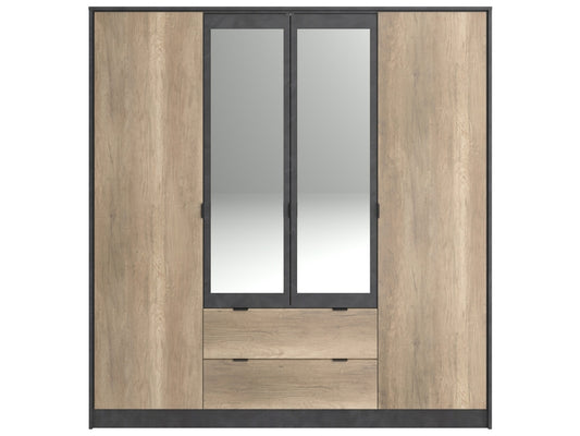 Armoire 4 porte(s) battante TORONTO coloris Imitation chêne authentic et steam black largeur 187.6 cm