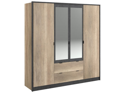 Armoire 4 porte(s) battante TORONTO coloris Imitation chêne authentic et steam black largeur 187.6 cm