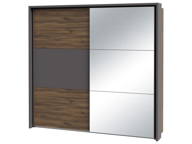 Armoire 2 porte(s) coulissante 0 tiroir(s) PEMBURY coloris Chêne / Anthracite largeur 231 cm