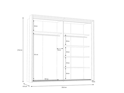 Armoire 2 porte(s) coulissante 0 tiroir(s) PEMBURY coloris Chêne / Anthracite largeur 231 cm