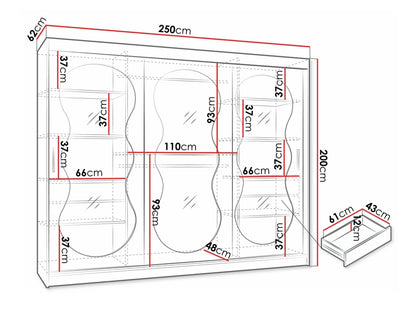 Armoire coloris noir largeur 250 cm
